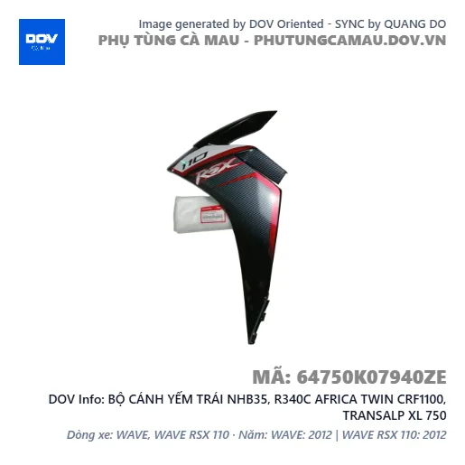 BỘ CÁNH YẾM TRÁI NHB35, R340C AFRICA TWIN CRF1100, TRANSALP XL 750 — 64750K07940ZE
