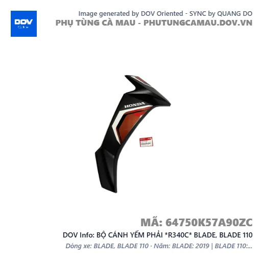 BỘ CÁNH YẾM PHẢI *R340C* BLADE, BLADE 110 — 64750K57A90ZC