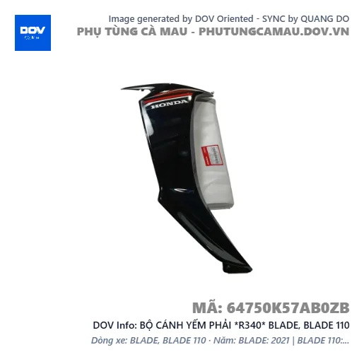 BỘ CÁNH YẾM PHẢI *R340* BLADE, BLADE 110 — 64750K57AB0ZB