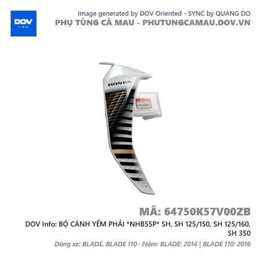 BỘ CÁNH YẾM PHẢI *NHB55P* SH, SH 125/150, SH 125/160, SH 350 — 64750K57V00ZB