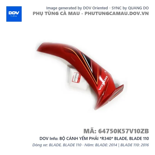 BỘ CÁNH YẾM PHẢI *R340* BLADE, BLADE 110 — 64750K57V10ZB