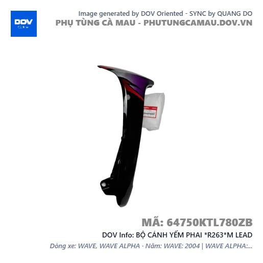 BỘ CÁNH YẾM PHAI *R263*M LEAD — 64750KTL780ZB