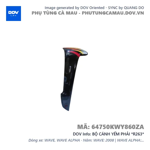 BỘ CÁNH YẾM PHẢI *R263*  — 64750KWY860ZA