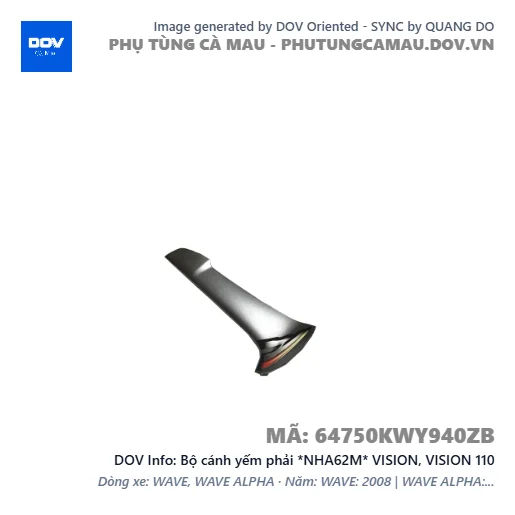 Bộ cánh yếm phải *NHA62M* VISION, VISION 110 — 64750KWY940ZB