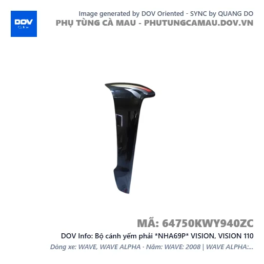 Bộ cánh yếm phải *NHA69P* VISION, VISION 110 — 64750KWY940ZC