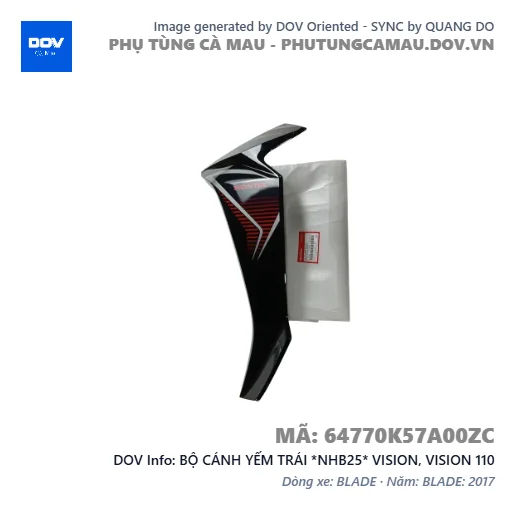 BỘ CÁNH YẾM TRÁI *NHB25* VISION, VISION 110 — 64770K57A00ZC