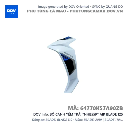 BỘ CÁNH YẾM TRÁI *NHB55P* AIR BLADE 125 — 64770K57A90ZB