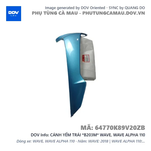 CÁNH YẾM TRÁI *B203M* WAVE, WAVE ALPHA 110 — 64770K89V20ZB