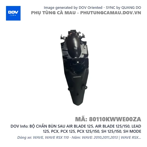 BỘ CHẮN BÙN SAU AIR BLADE 125, AIR BLADE 125/150, LEAD 125, PCX, PCX 125, PCX 125/150, SH 125/150, SH MODE — 80110KWWE00ZA