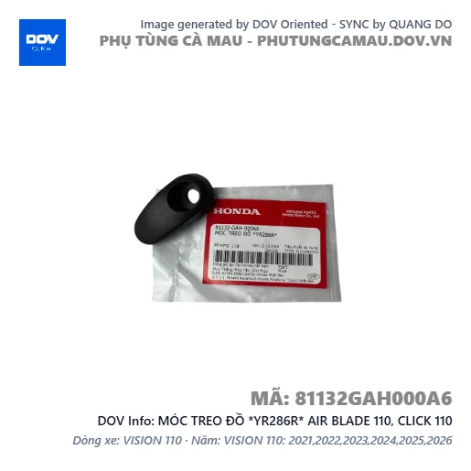 MÓC TREO ĐỒ *YR286R* AIR BLADE 110, CLICK 110 — 81132GAH000A6