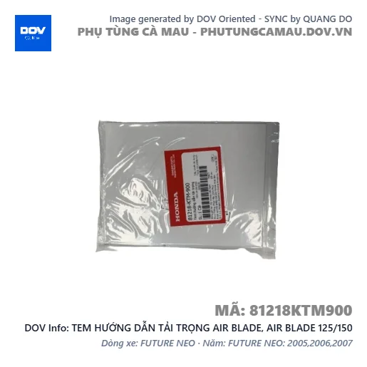TEM HƯỚNG DẪN TẢI TRỌNG AIR BLADE, AIR BLADE 125/150 — 81218KTM900