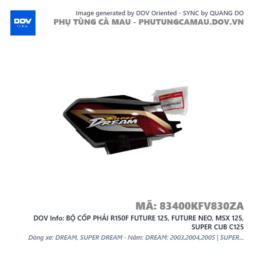 BỘ CỐP PHẢI R150F FUTURE 125, FUTURE NEO, MSX 125, SUPER CUB C125 — 83400KFV830ZA