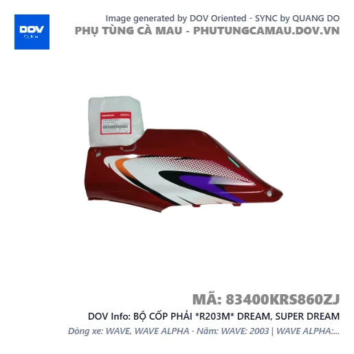 BỘ CỐP PHẢI *R203M* DREAM, SUPER DREAM — 83400KRS860ZJ