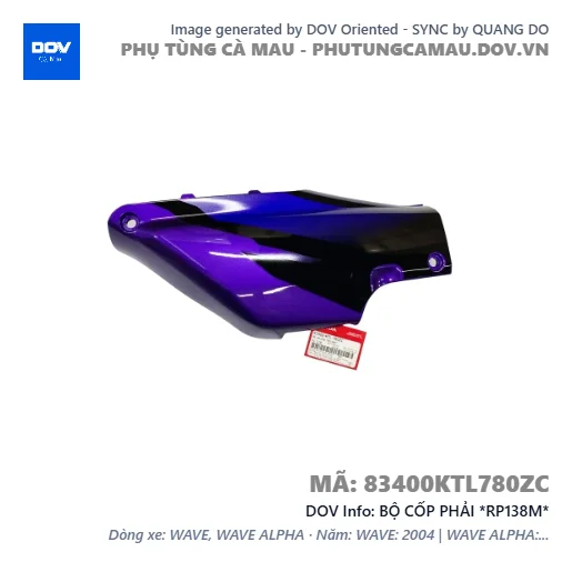 BỘ CỐP PHẢI *RP138M*  — 83400KTL780ZC