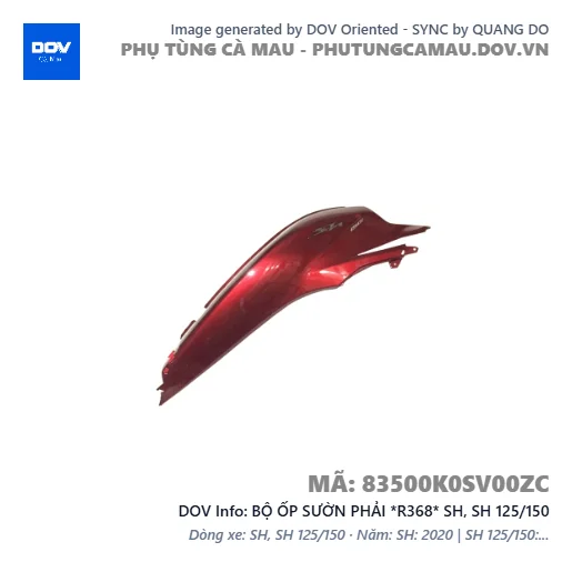 BỘ ỐP SƯỜN PHẢI *R368* SH, SH 125/150 — 83500K0SV00ZC