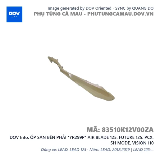 ỐP SÀN BÊN PHẢI *YR299P* AIR BLADE 125, FUTURE 125, PCX, SH MODE, VISION 110 — 83510K12V00ZA