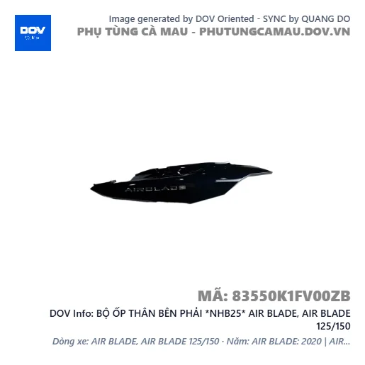 BỘ ỐP THÂN BÊN PHẢI *NHB25* AIR BLADE, AIR BLADE 125/150 — 83550K1FV00ZB