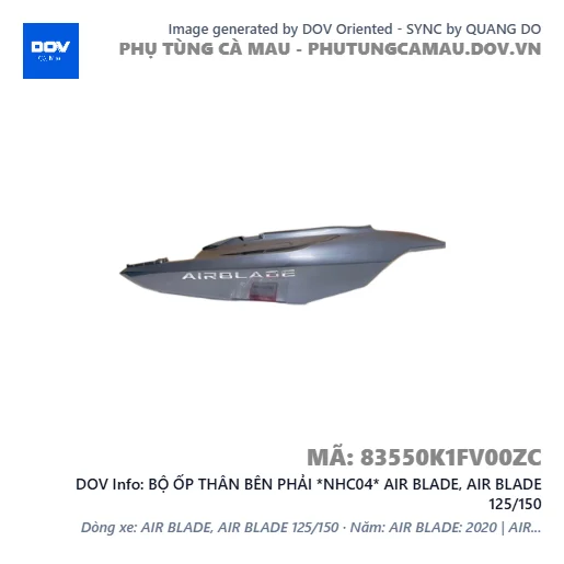 BỘ ỐP THÂN BÊN PHẢI *NHC04* AIR BLADE, AIR BLADE 125/150 — 83550K1FV00ZC