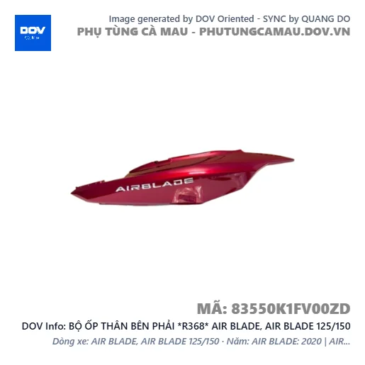 BỘ ỐP THÂN BÊN PHẢI *R368* AIR BLADE, AIR BLADE 125/150 — 83550K1FV00ZD