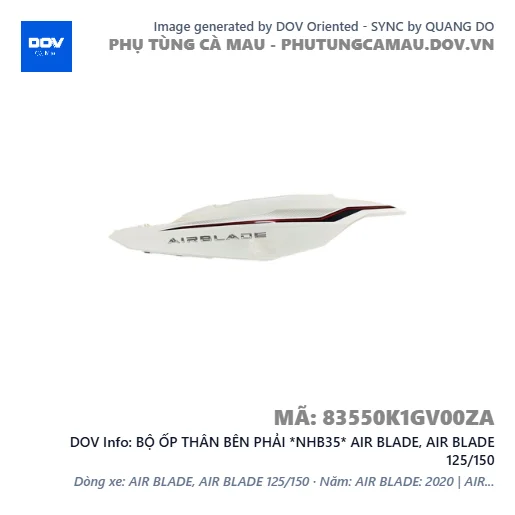 BỘ ỐP THÂN BÊN PHẢI *NHB35* AIR BLADE, AIR BLADE 125/150 — 83550K1GV00ZA