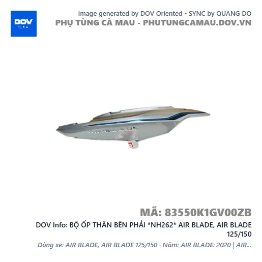 BỘ ỐP THÂN BÊN PHẢI *NH262* AIR BLADE, AIR BLADE 125/150 — 83550K1GV00ZB