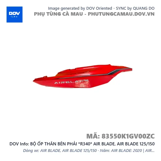 BỘ ỐP THÂN BÊN PHẢI *R340* AIR BLADE, AIR BLADE 125/150 — 83550K1GV00ZC