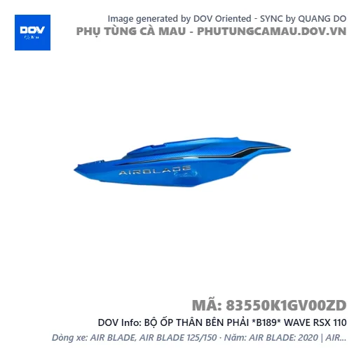 BỘ ỐP THÂN BÊN PHẢI *B189* WAVE RSX 110 — 83550K1GV00ZD