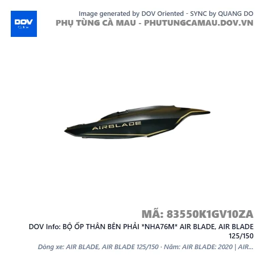 BỘ ỐP THÂN BÊN PHẢI *NHA76M* AIR BLADE, AIR BLADE 125/150 — 83550K1GV10ZA