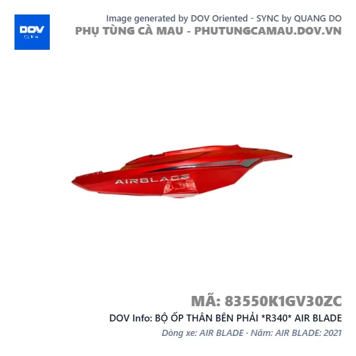BỘ ỐP THÂN BÊN PHẢI *R340* AIR BLADE — 83550K1GV30ZC