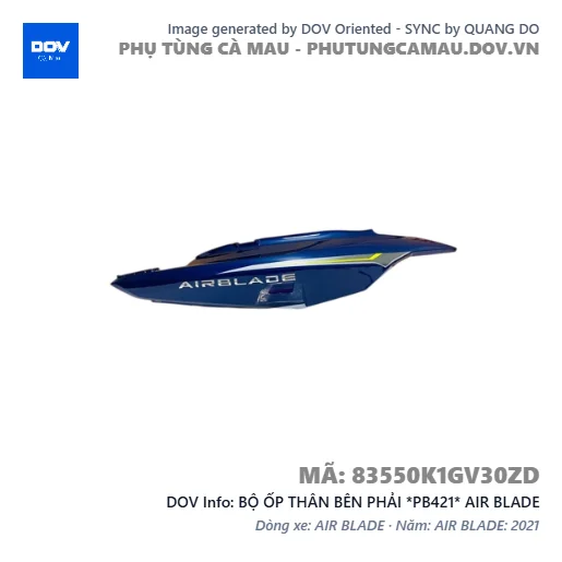 BỘ ỐP THÂN BÊN PHẢI *PB421* AIR BLADE — 83550K1GV30ZD