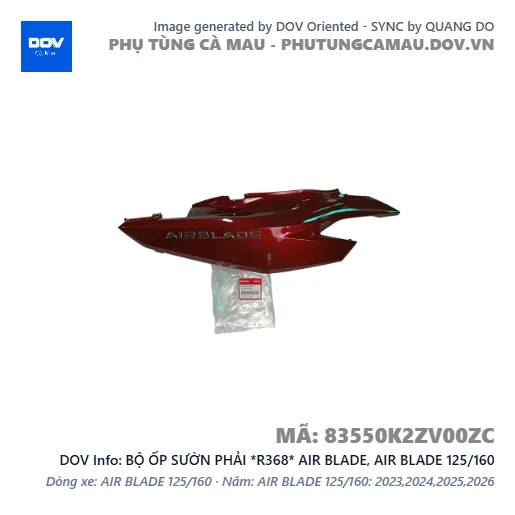 BỘ ỐP SƯỜN PHẢI *R368* AIR BLADE, AIR BLADE 125/160 — 83550K2ZV00ZC