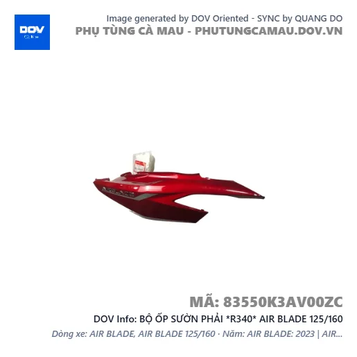 BỘ ỐP SƯỜN PHẢI *R340* AIR BLADE 125/160 — 83550K3AV00ZC