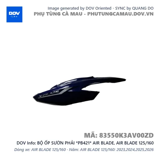 BỘ ỐP SƯỜN PHẢI *PB421* AIR BLADE, AIR BLADE 125/160 — 83550K3AV00ZD