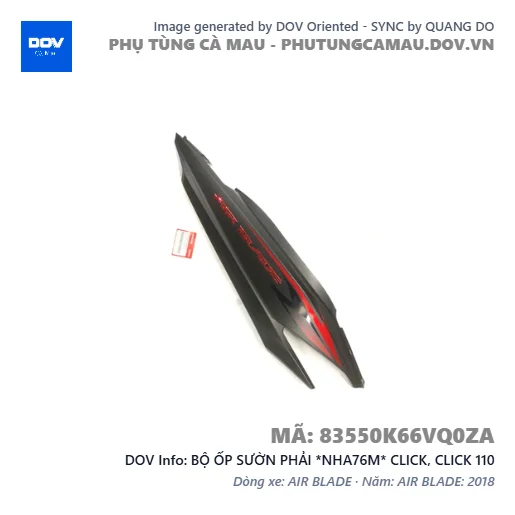 BỘ ỐP SƯỜN PHẢI *NHA76M* CLICK, CLICK 110 — 83550K66VQ0ZA