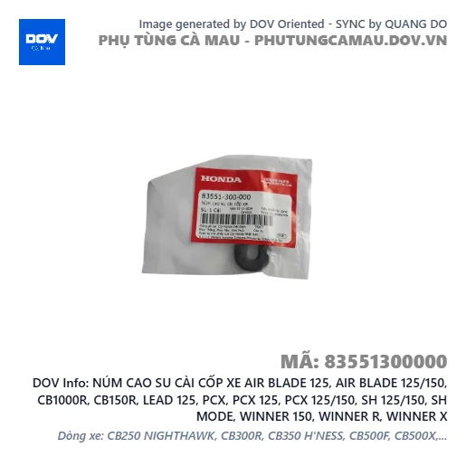 NÚM CAO SU CÀI CỐP XE AIR BLADE 125, AIR BLADE 125/150, CB1000R, CB150R, LEAD 125, PCX, PCX 125, PCX 125/150, SH 125/150, SH MODE, WINNER 150, WINNER R, WINNER X — 83551300000