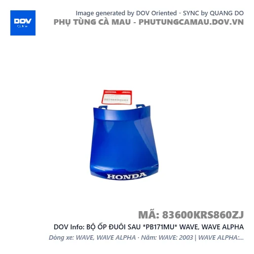 BỘ ỐP ĐUÔI SAU *PB171MU* WAVE, WAVE ALPHA — 83600KRS860ZJ