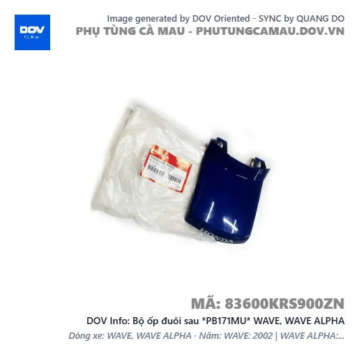 Bộ ốp đuôi sau *PB171MU* WAVE, WAVE ALPHA — 83600KRS900ZN
