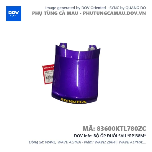 BỘ ỐP ĐUÔI SAU *RP138M*  — 83600KTL780ZC