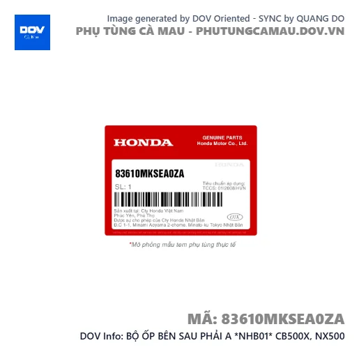 BỘ ỐP BÊN SAU PHẢI A *NHB01* CB500X, NX500 — 83610MKSEA0ZA