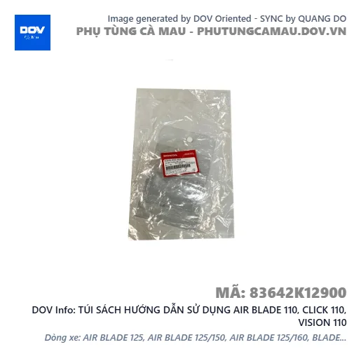 TÚI SÁCH HƯỚNG DẪN SỬ DỤNG AIR BLADE 110, CLICK 110, VISION 110 — 83642K12900