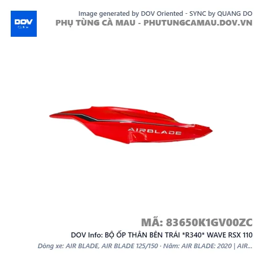 BỘ ỐP THÂN BÊN TRÁI *R340* WAVE RSX 110 — 83650K1GV00ZC
