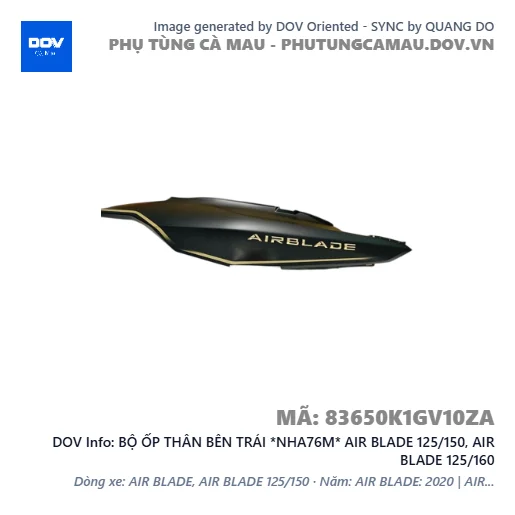 BỘ ỐP THÂN BÊN TRÁI *NHA76M* AIR BLADE 125/150, AIR BLADE 125/160 — 83650K1GV10ZA