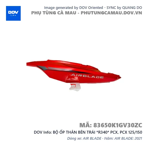 BỘ ỐP THÂN BÊN TRÁI *R340* PCX, PCX 125/150 — 83650K1GV30ZC