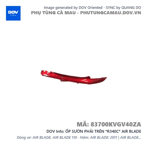 ỐP SƯỜN PHẢI TRÊN *R340C* AIR BLADE — 83700KVGV40ZA