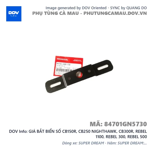 GIÁ BẮT BIỂN SỐ CB150R, CB250 NIGHTHAWK, CB300R, REBEL 1100, REBEL 300, REBEL 500 — 84701GN5730