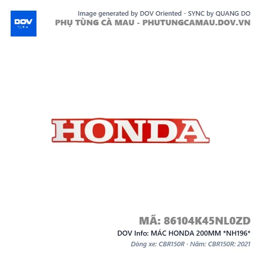 MÁC HONDA 200MM *NH196*  — 86104K45NL0ZD