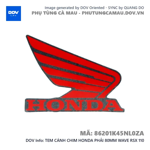 TEM CÁNH CHIM HONDA PHẢI 80MM WAVE RSX 110 — 86201K45NL0ZA