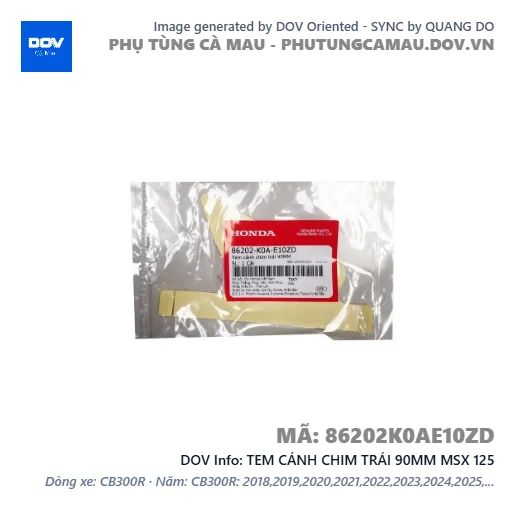 TEM CÁNH CHIM TRÁI 90MM MSX 125 — 86202K0AE10ZD