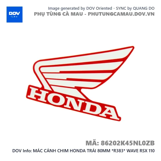 MÁC CÁNH CHIM HONDA TRÁI 80MM *R383* WAVE RSX 110 — 86202K45NL0ZB