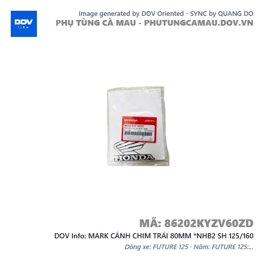 MARK CÁNH CHIM TRÁI 80MM *NHB2 SH 125/160 — 86202KYZV60ZD